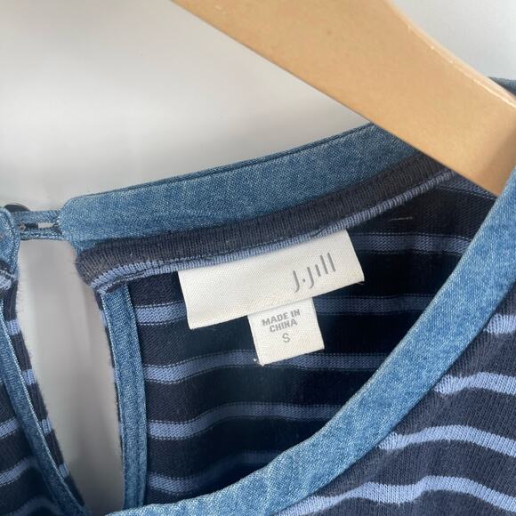 J.JILL Dress Size Small Denim Chambray Blue Jean Shift Shirttail Cotton Tencel - Picture 4 of 13